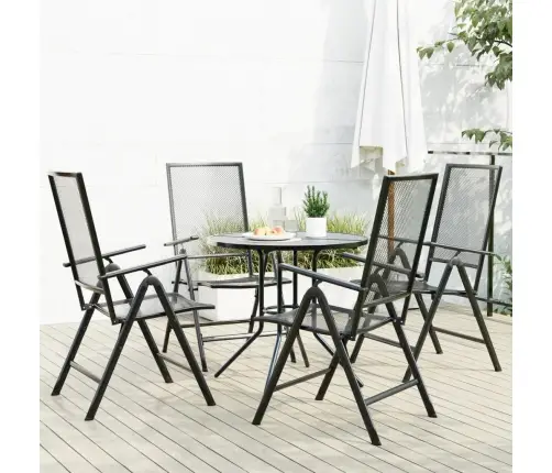 Atgāžami Dārza Krēslu Komplekts, 5Gab., Antracītpelēks, Tērauds Vidaxl