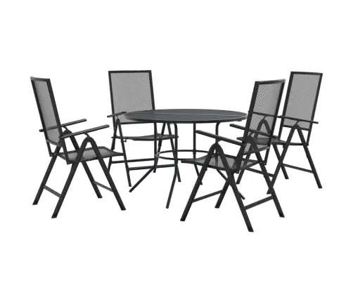 Atgāžami Dārza Krēslu Komplekts, 5Gab., Antracītpelēks, Tērauds Vidaxl