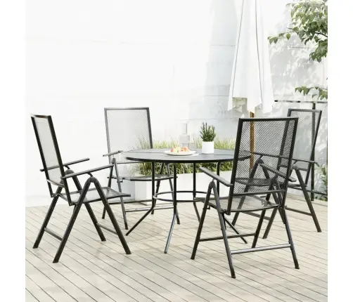 Atgāžami Dārza Krēslu Komplekts, 5Gab., Antracītpelēks, Tērauds Vidaxl