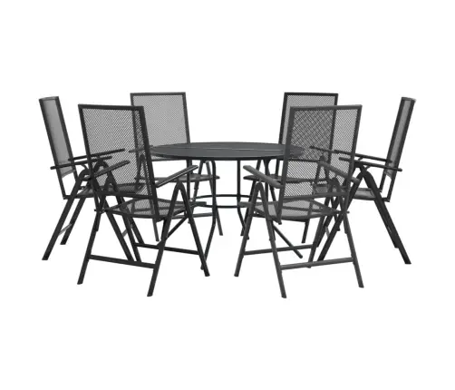 Atlošiamų Sodo Kėdžių Komplektas, 7Vnt., Antracito, Plienas