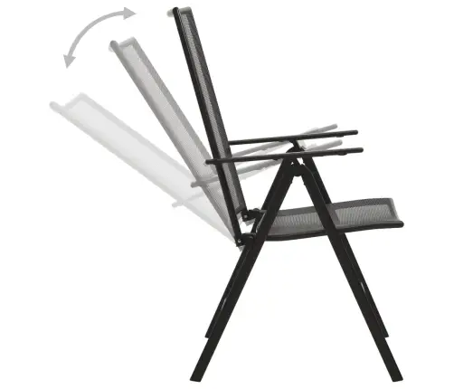 Atlošiamų Sodo Kėdžių Komplektas, 7Vnt., Antracito, Plienas