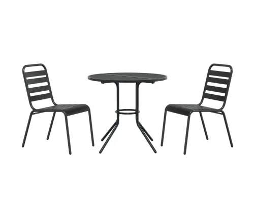 Galda Un Krēslu Komplekts, 3 Gab., Antracītpelēks, Tērauds Vidaxl