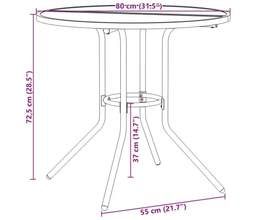 Galda Un Krēslu Komplekts, 3 Gab., Antracītpelēks, Tērauds Vidaxl