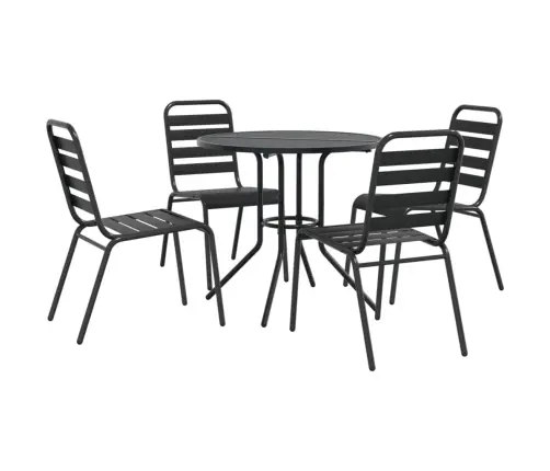 Galda Un Krēslu Komplekts, 5 Gab., Antracītpelēks, Tērauds Vidaxl
