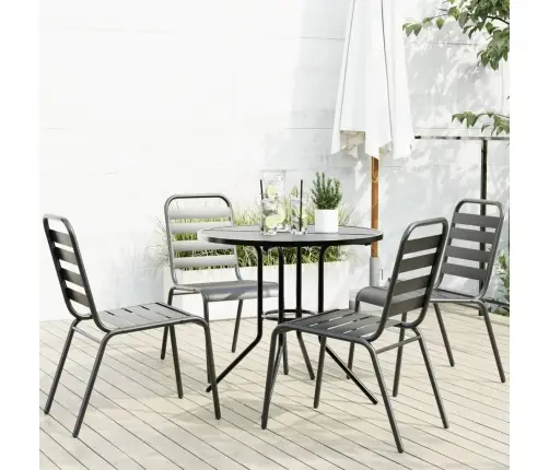 Galda Un Krēslu Komplekts, 5 Gab., Antracītpelēks, Tērauds Vidaxl