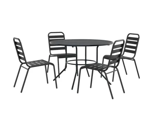 Galda Un Krēslu Komplekts, 5 Gab., Antracītpelēks, Tērauds Vidaxl