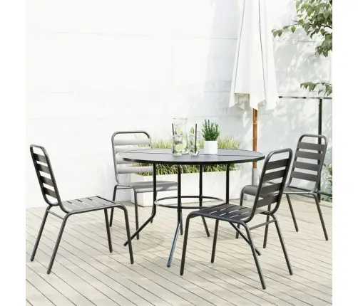 Galda Un Krēslu Komplekts, 5 Gab., Antracītpelēks, Tērauds Vidaxl