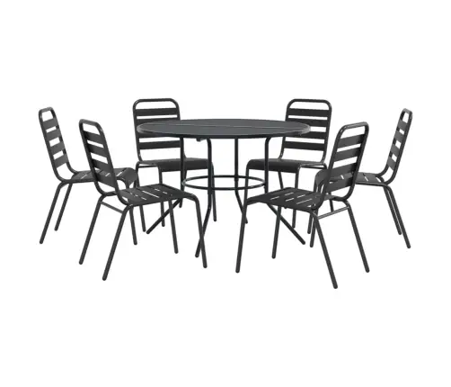 Galda Un Krēslu Komplekts, 7 Gab., Antracītpelēks, Tērauds Vidaxl