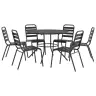 Galda Un Krēslu Komplekts, 7 Gab., Antracītpelēks, Tērauds Vidaxl