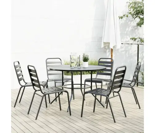 Galda Un Krēslu Komplekts, 7 Gab., Antracītpelēks, Tērauds Vidaxl