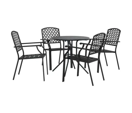 Galda Un Krēslu Komplekts, 5 Gab., Antracītpelēks, Tērauds Vidaxl
