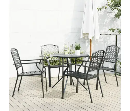 Galda Un Krēslu Komplekts, 5 Gab., Antracītpelēks, Tērauds Vidaxl