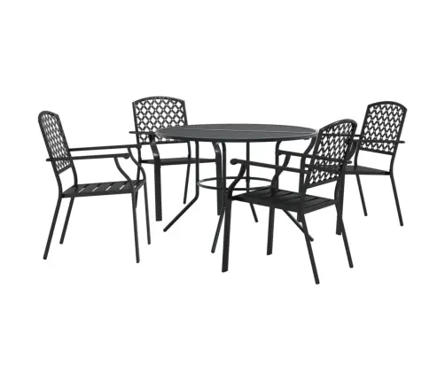 Galda Un Krēslu Komplekts, 5 Gab., Antracītpelēks, Tērauds Vidaxl