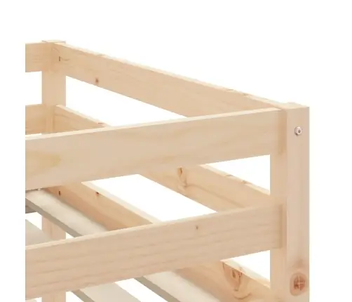 Laste Kõrge Voodi Kardinatega, Valge/Must, 90X190 cm Männipuit