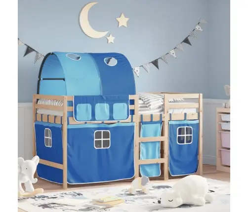 Bērnu Augstā Gulta Ar Tuneli, Zila, 90X200 Cm, Priede Vidaxl