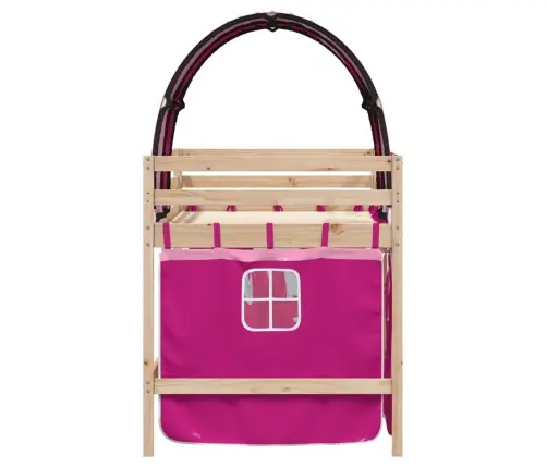 Bērnu Augstā Gulta Ar Tuneli, Rozā, 90X200 Cm, Priedes Koks Vidaxl