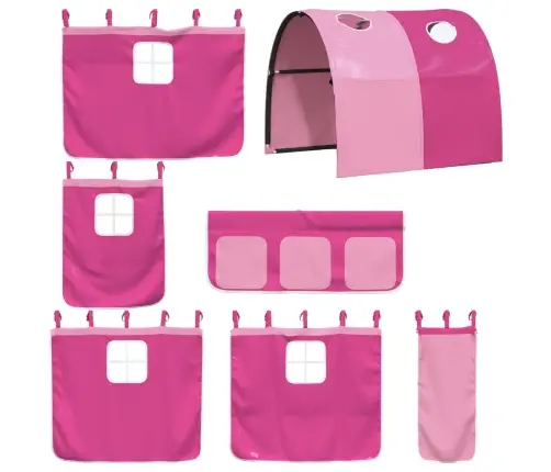 Bērnu Augstā Gulta Ar Tuneli, Rozā, 90X200 Cm, Priede Vidaxl