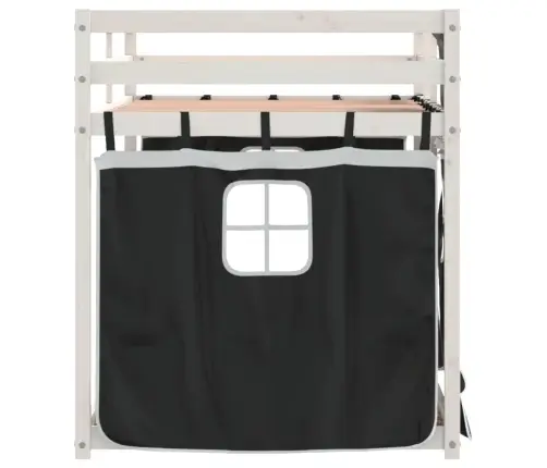 Gulta Ar Aizkariem, Melnbalta, 80X200 Cm, Priedes Masīvkoks Vidaxl