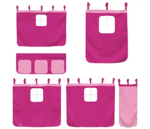 Bērnu Gulta Ar Aizkariem, Rozā, 90X190 Cm, Priedes Masīvkoks Vidaxl