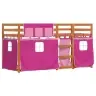 Bērnu Gulta Ar Aizkariem, Rozā, 80X200 Cm, Priedes Masīvkoks Vidaxl