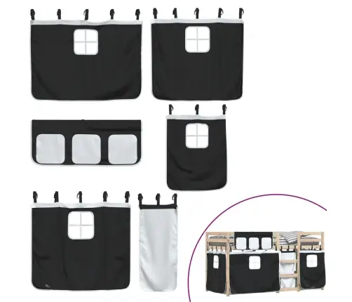 Narivoodi Kardinatega, Valge/Must, 90X200 cm Männipuit