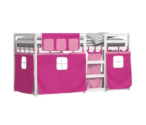 Bērnu Gulta Ar Aizkariem, Rozā, 90X200 Cm, Priedes Masīvkoks Vidaxl