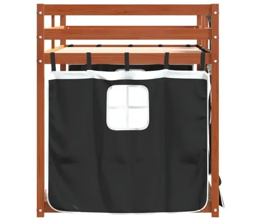 Gulta Ar Aizkariem, Melnbalta, 90X200 Cm, Priedes Masīvkoks Vidaxl