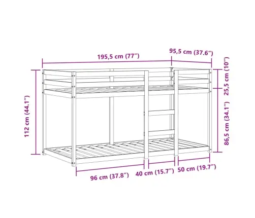 Dviaukštė Lova Su Užuolaidomis, Mėlyna, 90X190cm Pušis