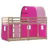 Bērnu Gulta Ar Aizkariem, Rozā, 80X200 Cm, Priedes Masīvkoks Vidaxl