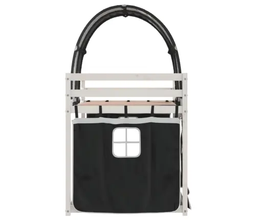 Gulta Ar Aizkariem, Melnbalta, 80X200 Cm, Priedes Masīvkoks Vidaxl