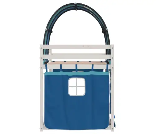 Bērnu Gulta Ar Aizkariem, Zila, 75X190 Cm, Priedes Masīvkoks Vidaxl