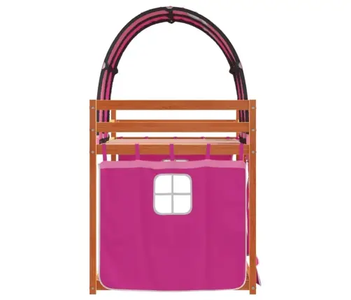 Bērnu Gulta Ar Aizkariem, Rozā, 80X200 Cm, Priedes Masīvkoks Vidaxl