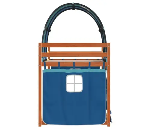 Dviaukštė Lova Su Užuolaidomis, Mėlyna, 75X190cm Pušis