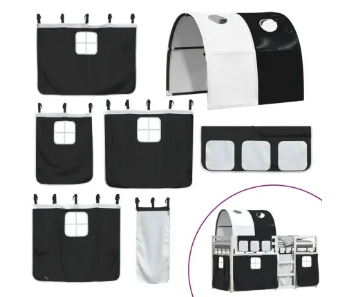 Gulta Ar Aizkariem, Melnbalta, 90X200 Cm, Priedes Masīvkoks Vidaxl