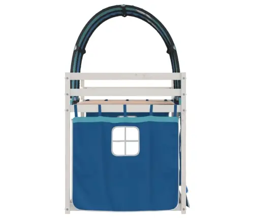 Bērnu Gulta Ar Aizkariem, Zila, 90X190 Cm, Priedes Masīvkoks Vidaxl