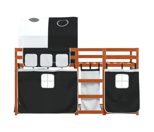 Gulta Ar Aizkariem, Melnbalta, 90X190 Cm, Priedes Masīvkoks Vidaxl