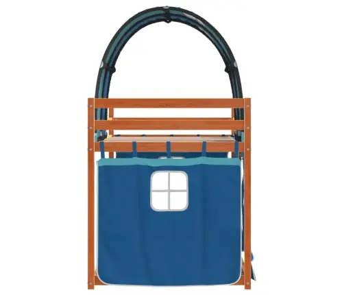 Bērnu Gulta Ar Aizkariem, Zila, 90X190 Cm, Priedes Masīvkoks Vidaxl