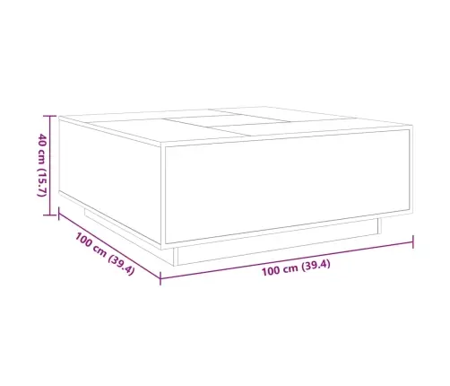 Kafijas Galdiņš Ar Led, Balts, 100X100X40 Cm Vidaxl
