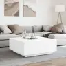 Kafijas Galdiņš Ar Led, Balts, 100X100X40 Cm Vidaxl