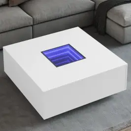 Kafijas Galdiņš Ar Led, Balts, 100X100X40 Cm Vidaxl