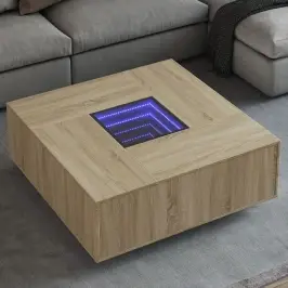 Kafijas Galdiņš Ar Led, Ozola Krāsa, 100X100X40 Cm Vidaxl