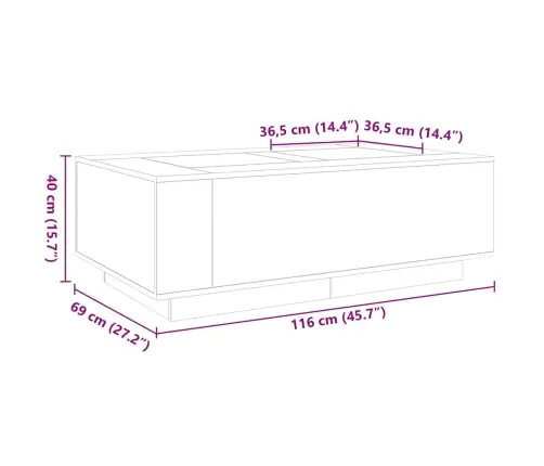 Kavos Staliukas Su Infinity Led, Juodas, 116X69X40Cm
