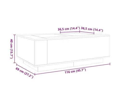 Kafijas Galdiņš Ar Led, Pelēka Ozolkoka Krāsa, 116X69X40 Cm Vidaxl