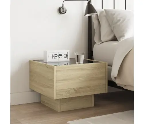 Naktsgaldiņš Ar Led, Sonomas Ozolkoka, 40X40X30 Cm Vidaxl