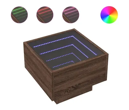 Naktinis Staliukas Su Infinity Led, Rudas Ąžuolo, 40X40X30Cm