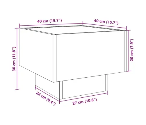 Naktinis Staliukas Su Infinity Led, Rudas Ąžuolo, 40X40X30Cm