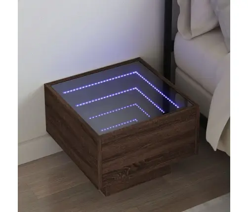 Naktinis Staliukas Su Infinity Led, Rudas Ąžuolo, 40X40X30Cm