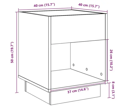 Naktinis Staliukas Su Infinity Led, Betono, 40X40X50Cm