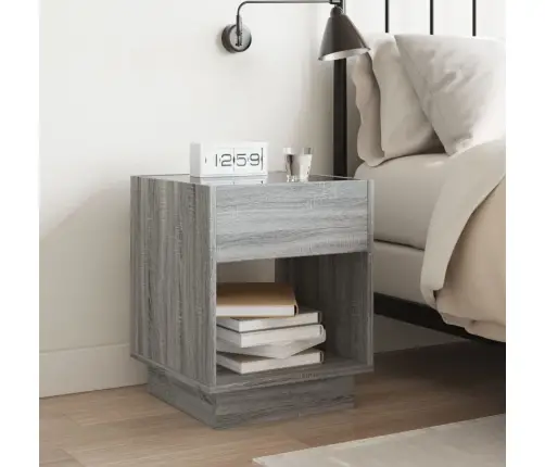 Naktsgaldiņš Ar Led, Pelēka Ozola Krāsa, 40X40X50 Cm Vidaxl