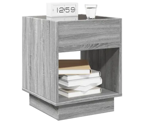 Naktsgaldiņš Ar Led, Pelēka Ozola Krāsa, 40X40X50 Cm Vidaxl